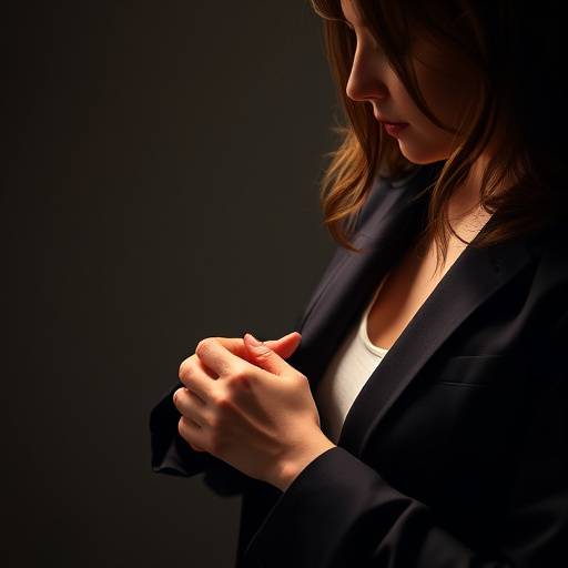 Portrait of a woman with skilled hands working on a suit jacket